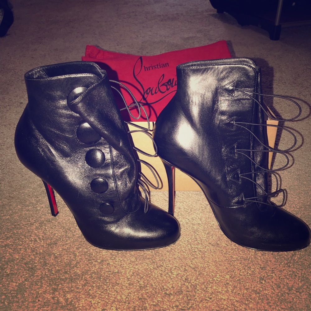 Christian Louboutin Booton 100 Black Leather Boot